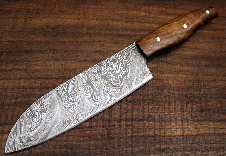 damascus chef knife with wood handle