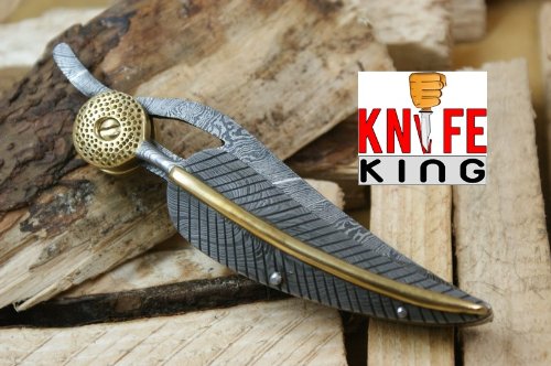 Knife King Baby Blue Custom Damascus Folding