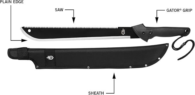 Gerber Gear Gator Machete 25 with Plain Edge Blade and Saw