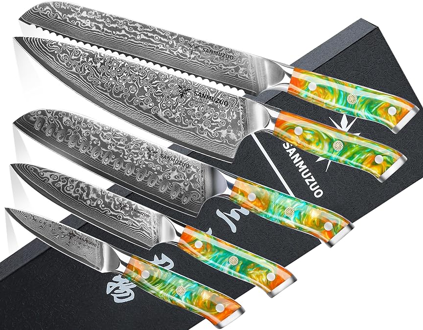 Best Damascus Kitchen Knife Sets for home cooks